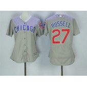 MLB Chicago Cubs 27 Addison Russell Grey Cool Base Women Jersey