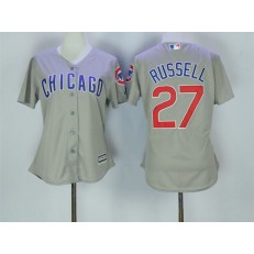 MLB Chicago Cubs 27 Addison Russell Grey Cool Base Women Jersey