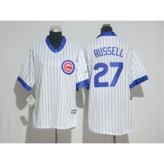 MLB Chicago Cubs 27 Addison Russell White(Blue Strip) Cooperstown Stitched Women Jersey