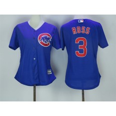 MLB Chicago Cubs 3 David Ross Blue Cool Base Baseball Women Jersey