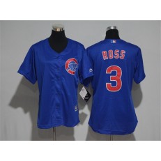 MLB Chicago Cubs 3 David Ross Blue Home Cool Base Baseball Women Jersey