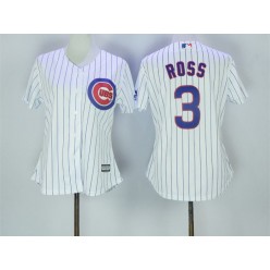 MLB Chicago Cubs 3 David Ross White Home Cool Base Baseball Women Jersey