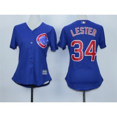 MLB Chicago Cubs 34 Jon Lester Blue Cool Base Baseball Women Jersey