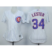 MLB Chicago Cubs 34 Jon Lester White Home Cool Base Baseball Women Jersey