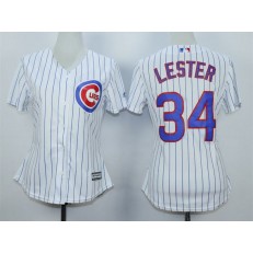 MLB Chicago Cubs 34 Jon Lester White Home Cool Base Baseball Women Jersey