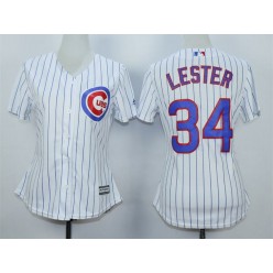 MLB Chicago Cubs 34 Jon Lester White Home Cool Base Baseball Women Jersey