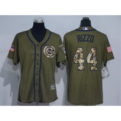 MLB Chicago Cubs 44 Anthony Rizzo Green Salute to Service Majestic Baseball Women Jersey