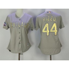 MLB Chicago Cubs 44 Anthony Rizzo Grey 2017 Gold Program Cool Base Stitched Women Jersey