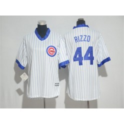 MLB Chicago Cubs 44 Anthony Rizzo White(Blue Strip) Cooperstown Stitched Women Jersey