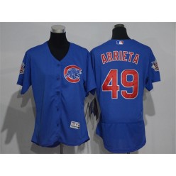 MLB Chicago Cubs 49 Jake Arrieta Blue 2016 Flexbase Stitched Baseball Women Jersey