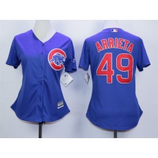MLB Chicago Cubs 49 Jake Arrieta Blue Cool Base Baseball Women Jersey