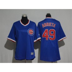 MLB Chicago Cubs 49 Jake Arrieta Blue Cooperstown Stitched Women Jersey