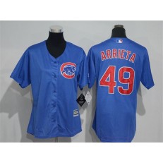MLB Chicago Cubs 49 Jake Arrieta Blue Home Cool Base Baseball Women Jersey