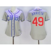MLB Chicago Cubs 49 Jake Arrieta Grey Alternate Road Stitched Baseball Women Jersey