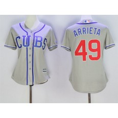 MLB Chicago Cubs 49 Jake Arrieta Grey Alternate Road Stitched Baseball Women Jersey
