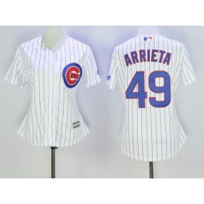 MLB Chicago Cubs 49 Jake Arrieta White Home Cool Base Baseball Women Jersey