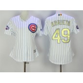 MLB Chicago Cubs 49 Jake Arrieta White World Series Champions Gold Stitched Majestic Cool Base Women Jersey