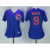 MLB Chicago Cubs 9 Javier Baez Blue Cool Base Baseball Women Jersey