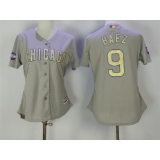 MLB Chicago Cubs 9 Javier Baez Grey 2017 Gold Program Cool Base Stitched Women Jersey