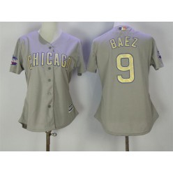 MLB Chicago Cubs 9 Javier Baez Grey 2017 Gold Program Cool Base Stitched Women Jersey