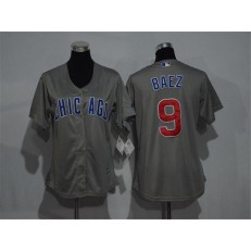 MLB Chicago Cubs 9 Javier Baez Grey New Cool Base Women Jersey