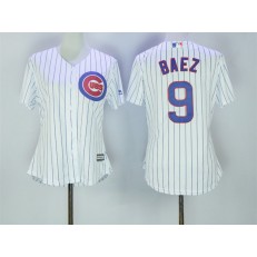 MLB Chicago Cubs 9 Javier Baez White Home Cool Base Baseball Women Jersey