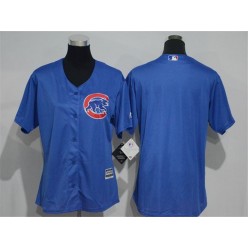 MLB Chicago Cubs Blank Blue Home Cool Base Baseball Women Jersey