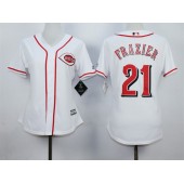 MLB Cincinnati Reds 21 Todd Frazier Home White 2015 Cool Base Women Jersey