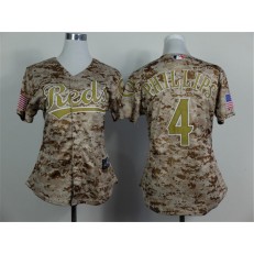 MLB Cincinnati Reds 4 Brandon Phillips Camo 2014 Cool Base Stitched Baseball Women Jersey