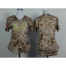 MLB Cincinnati Reds Blank Camo 2014 Cool Base Stitched Baseball Women Jersey