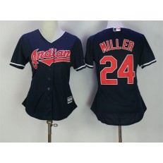 MLB Cleveland Indians 24 Andrew Miller Navy Blue Stitched Majestic Cool Base Women Jersey