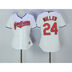 MLB Cleveland Indians 24 Andrew Miller White Home Stitched Women Jersey