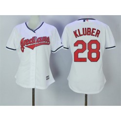 MLB Cleveland Indians 28 Corey Kluber White Home Stitched Women Jersey