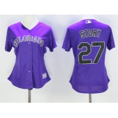 MLB Colorado Rockies 27 Trevor Story Purple Stitched Majestic Cool Base Women Jersey
