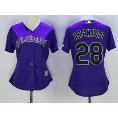 MLB Colorado Rockies 28 Nolan Arenado Purple Stitched Majestic Cool Base Women Jersey