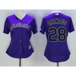 MLB Colorado Rockies 28 Nolan Arenado Purple Stitched Majestic Cool Base Women Jersey
