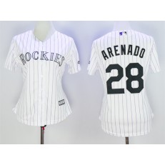 MLB Colorado Rockies 28 Nolan Arenado White Home Stitched Majestic Cool Base Women Jersey