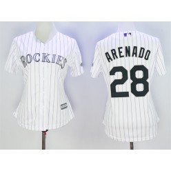 MLB Colorado Rockies 28 Nolan Arenado White Home Stitched Majestic Cool Base Women Jersey