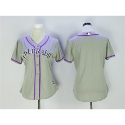 MLB Colorado Rockies Blank Gray Road Stitched Majestic Cool Base Women Jersey
