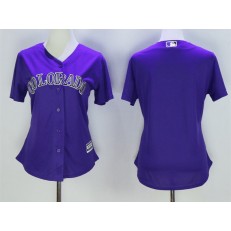 MLB Colorado Rockies Blank Purple Stitched Majestic Cool Base Women Jersey