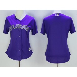 MLB Colorado Rockies Blank Purple Stitched Majestic Cool Base Women Jersey