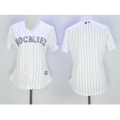 MLB Colorado Rockies Blank White Home Stitched Majestic Cool Base Women Jersey