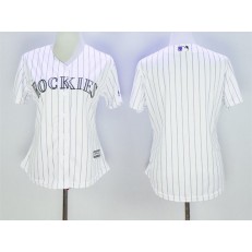 MLB Colorado Rockies Blank White Home Stitched Majestic Cool Base Women Jersey