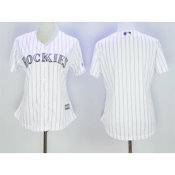MLB Colorado Rockies Blank White Home Stitched Majestic Cool Base Women Jersey