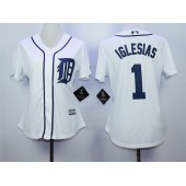 MLB Detroit Tigers 1 Jose Iglesias White Fashion Stitched Women Jersey