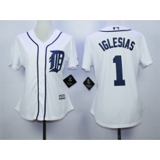 MLB Detroit Tigers 1 Jose Iglesias White Fashion Stitched Women Jersey