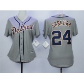MLB Detroit Tigers 24 Miguel Cabrera Gray Cool Base Baseball Women Jersey
