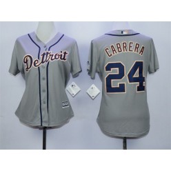 MLB Detroit Tigers 24 Miguel Cabrera Gray Cool Base Baseball Women Jersey