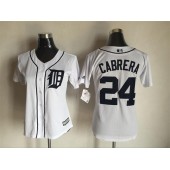 MLB Detroit Tigers 24 Miguel Cabrera White Fashion Stitched Women Jersey