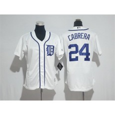 MLB Detroit Tigers 24 Miguel Cabrera White Home Cool Base Baseball Women Jersey